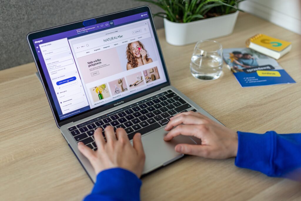 South African business owner building website with drag and drop builder