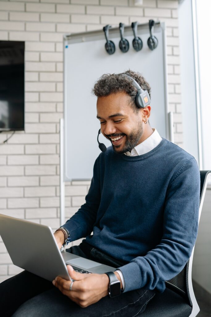 South African professional conducting client video meeting online